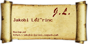 Jakobi Lőrinc névjegykártya