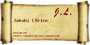 Jakobi Lőrinc névjegykártya